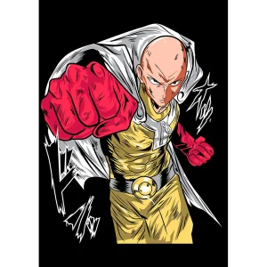 Vector de Saitama One Punch-Man para estampado de playeras y hoodies en formato Illustrator
