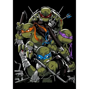 Vector ilustrado de Las Tortugas Ninja para estampado de playeras y ropa personalizada