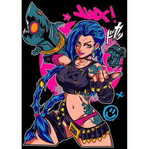 Vector Jinx Arcane en formato AI para estampados de playeras y hoodies