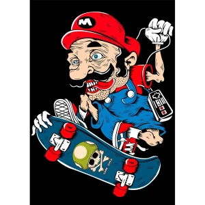 Vector Mario Bros estilo street skate para estampados de playeras y hoodies
