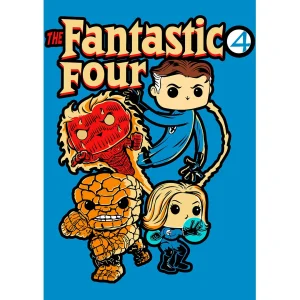 Vector Los Cuatro Fantásticos estilo Funko Pop para estampado de playeras y hoodies