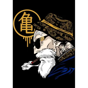 Vector Maestro Roshi Dragon Ball estilo streetwear para estampado de playeras y hoodies