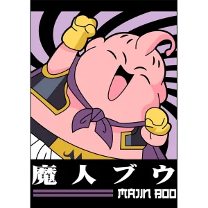 Vector Majin Boo Chibi estilo anime para estampado de playeras en formato AI editable