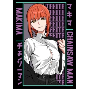 Vector de Makima estilo anime para estampado en playera negra diseño editable en formato AI