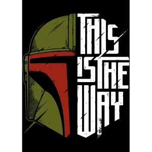 Vector Mandalorian en formato AI para estampado de playeras negras diseño geek estilo The Mandalorian