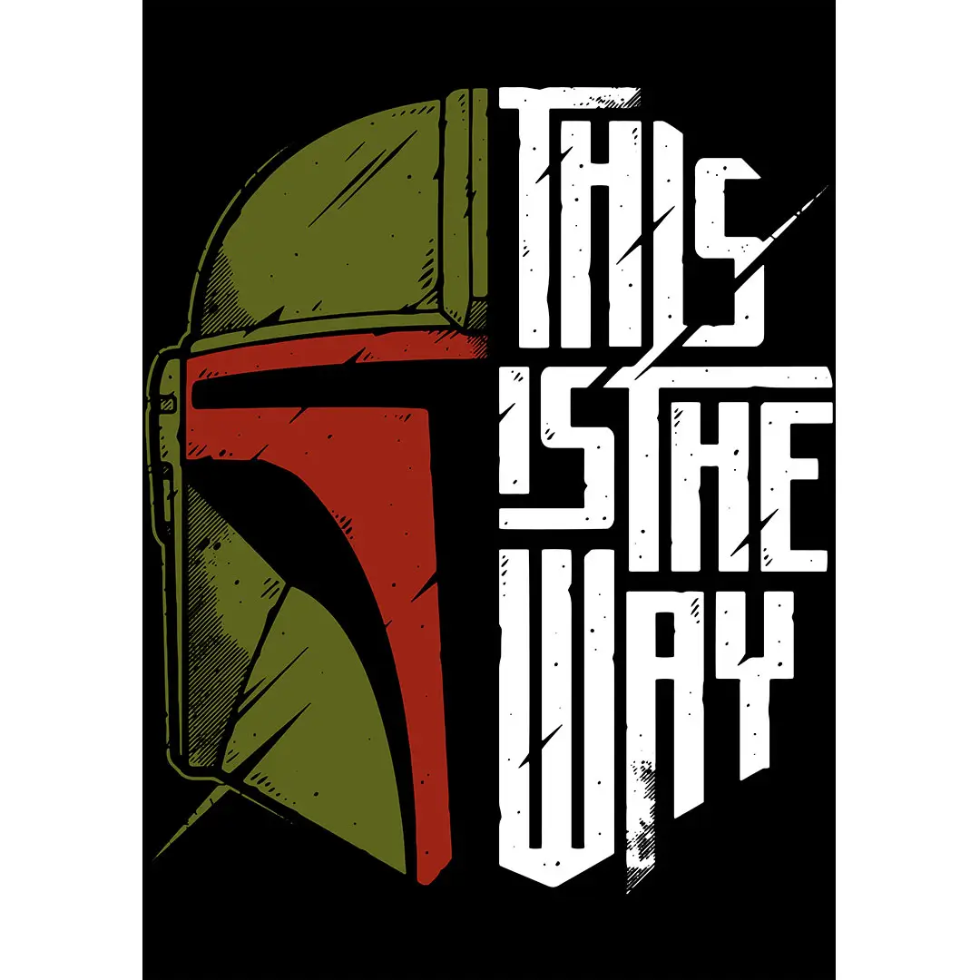 Vector Mandalorian en formato AI para estampado de playeras negras diseño geek estilo The Mandalorian