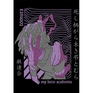 Vector Tomura Shigaraki My Hero Academia en formato AI para estampar playeras negras diseño villano anime editable
