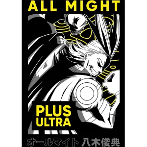 Vector de All Might Plus Ultra estilo anime para estampado de playeras diseño My Hero Academia en formato AI para sublimación