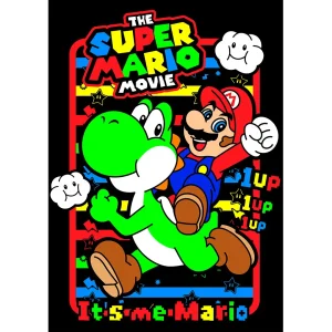Vector Mario Bros y Yoshi diseño para playeras en Illustrator AI con estilo retro gamer listo para sublimación y serigrafía
