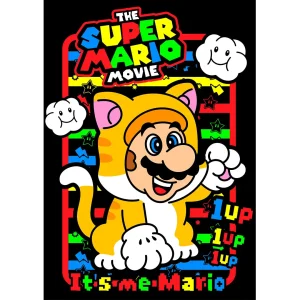 Vector Mario gato power up diseño para playeras sublimación Mario cat vector