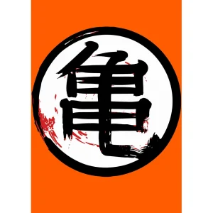 Vector Kame Kanji Dragon Ball diseño para playeras en illustrator fondo naranja símbolo anime