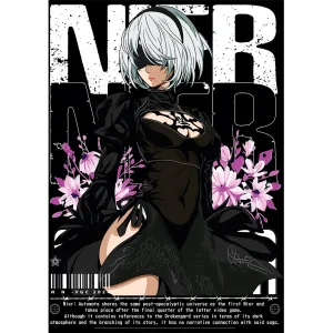 Vector 2B NieR Automata diseño anime en illustrator para estampado de playeras con flores y estilo dark