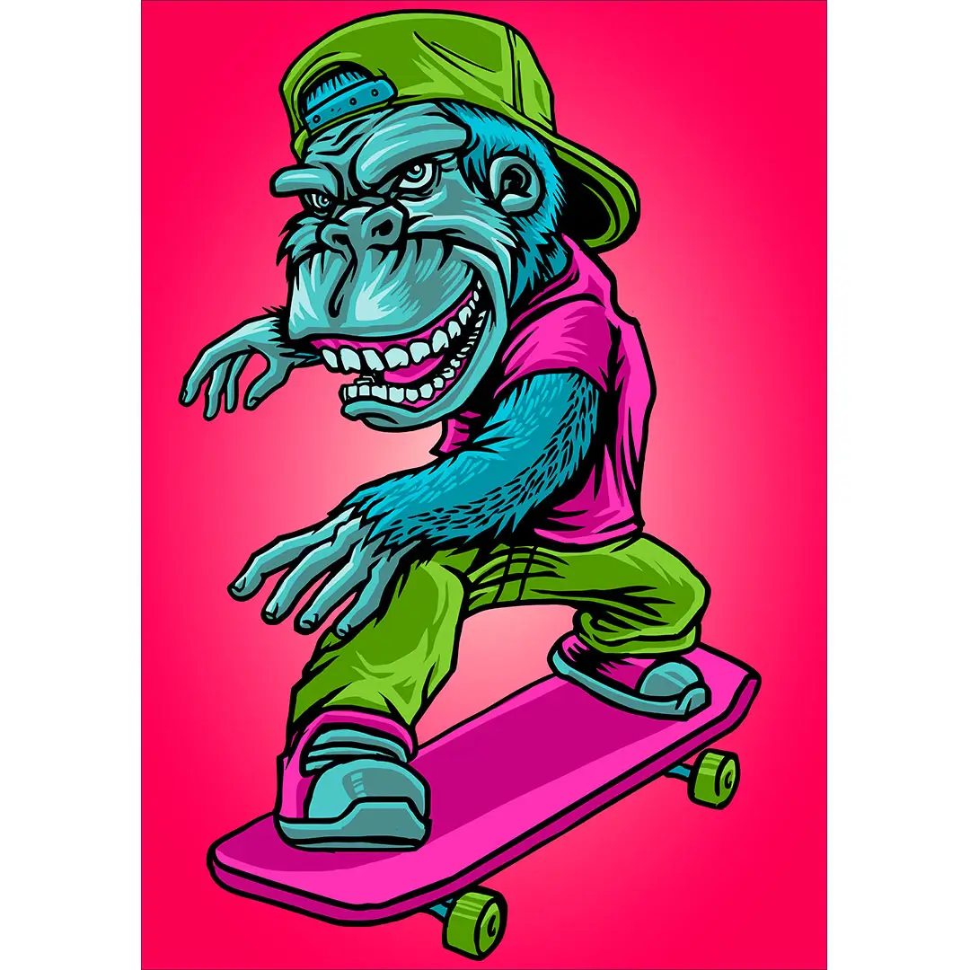 vector gorila skate streetwear diseño playera illustrator