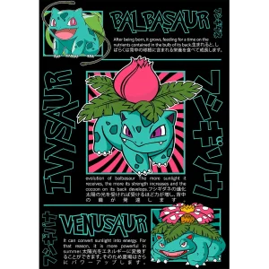Vector Balbasaur evolución Pokémon diseño para playeras sublimación AI