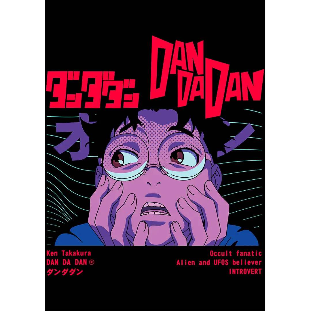 Vector de Ken Takakura de DanDaDan para estampados en playeras negras – formato .AI y .PNG