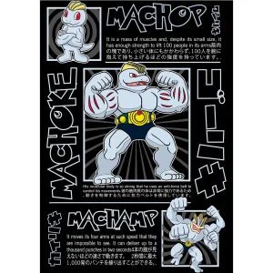 Vector de Machop, Machoke y Machamp estilo anime para estampados en playeras y productos personalizados