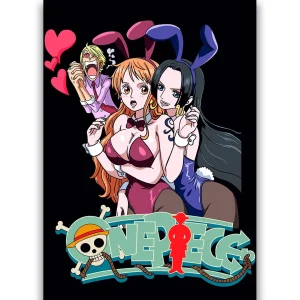 Vector de Nami y Boa Hancock estilo conejita para estampado, formato .AI