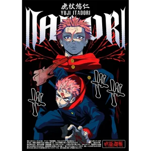 Diseño vectorial de Yuji Itadori de Jujutsu Kaisen para estampado en formato .AI con mockups PNG
