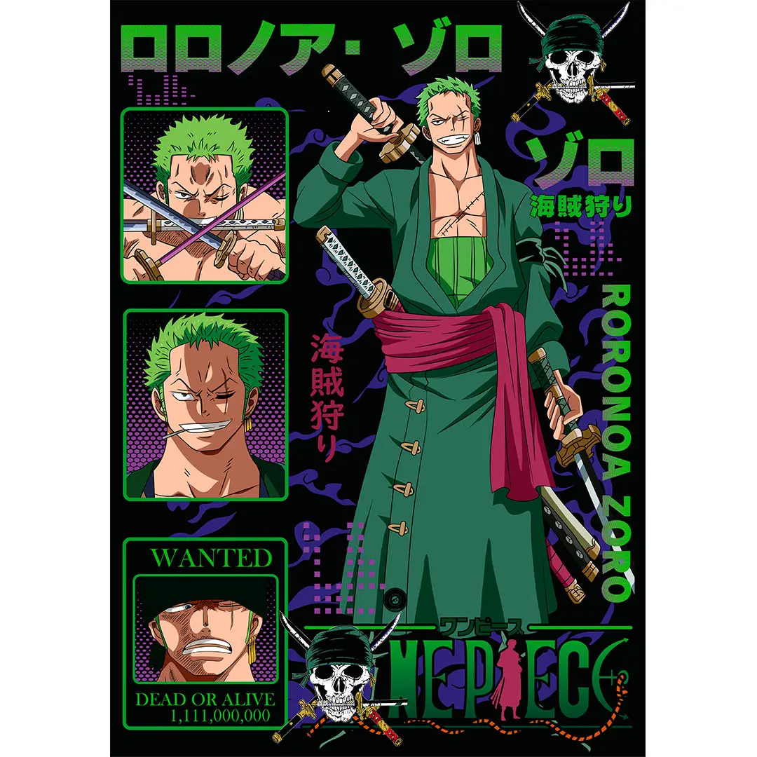 Vector editable de Roronoa Zoro (One Piece) para estampados de ropa