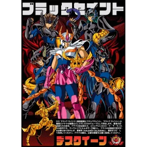 Vector Fénix y Caballeros Negros – Diseño de Saint Seiya para Estampado