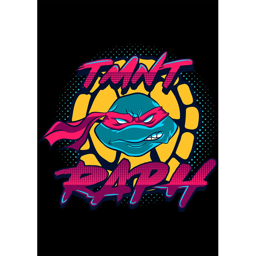 Diseño vectorial de Rafael TMNT estilo retro para estampados en camisetas y sudaderas
